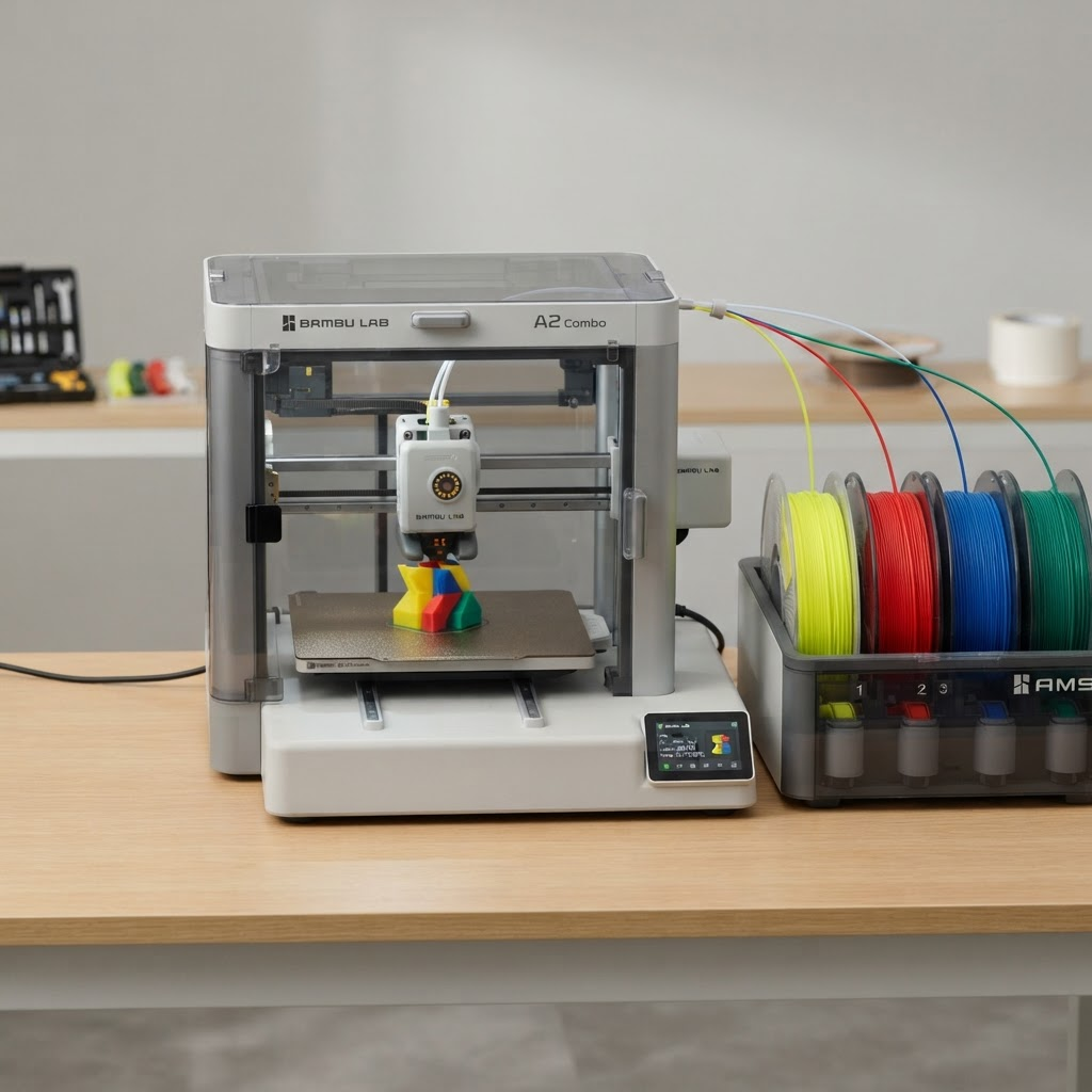 Impressora 3D em funcionamento imprimindo uma peça